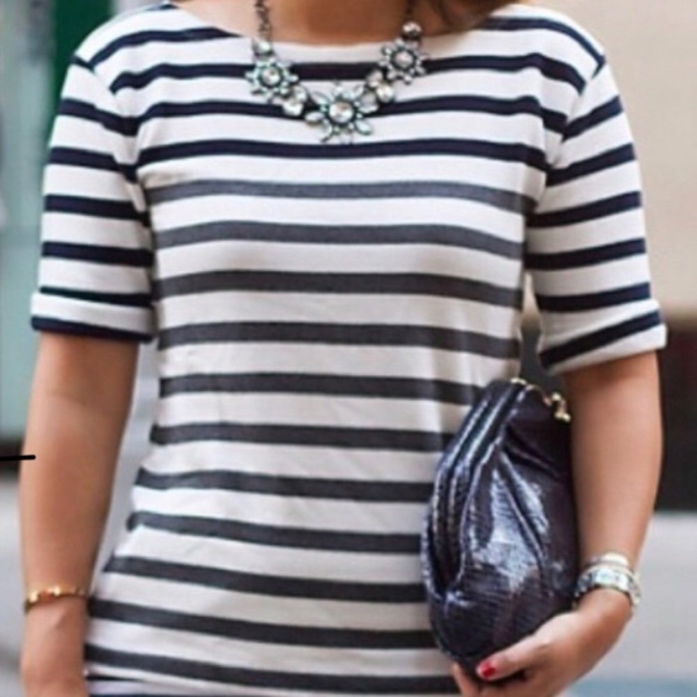 J. Crew Ombré Stripped Top - ivory and blue